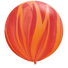 Red Orange Marble 76cm Balloon - Bickiboo Designs