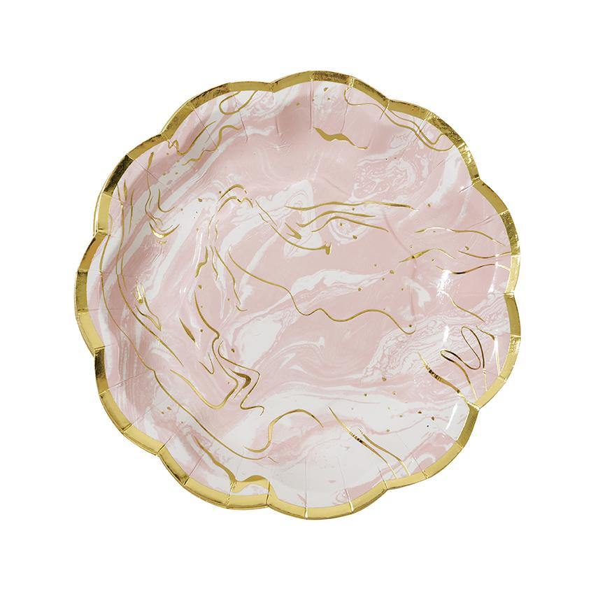 Pink & Gold Marble Party Plates - Bickiboo Designs