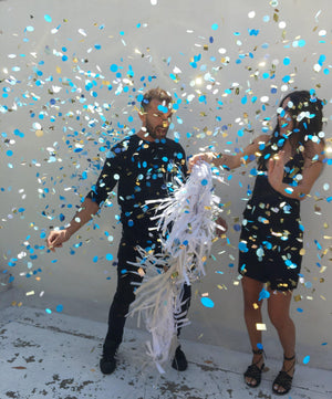 90cm Giant Gender Reveal Balloon - Mini Balloons & Confetti - Bickiboo Designs