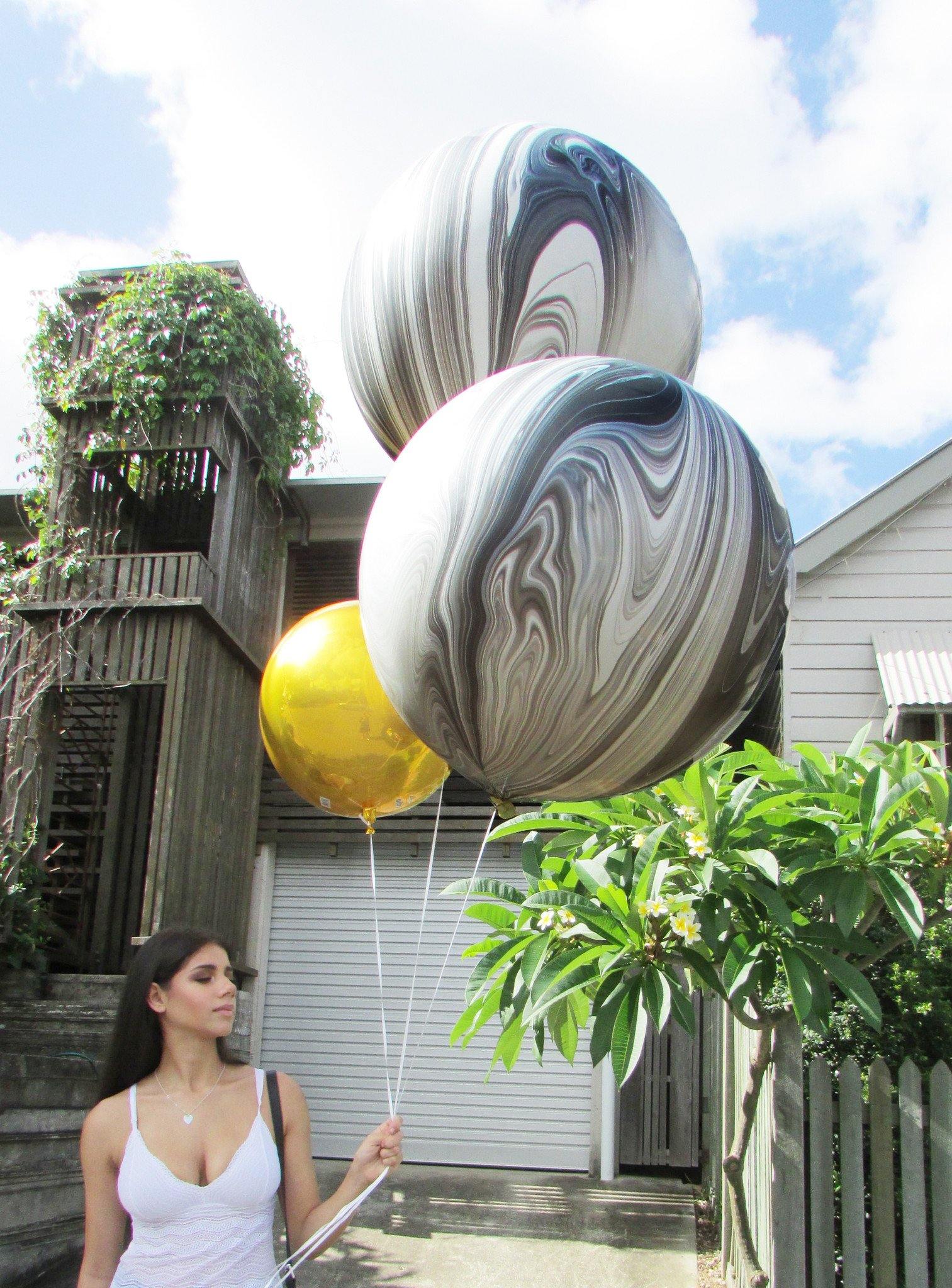 Black & White Marble 76cm Balloon - Bickiboo Designs