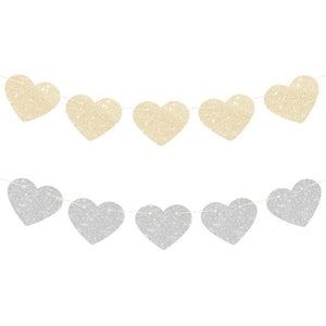 Gold & Silver Glitter Heart Reversible Garland - Bickiboo Designs