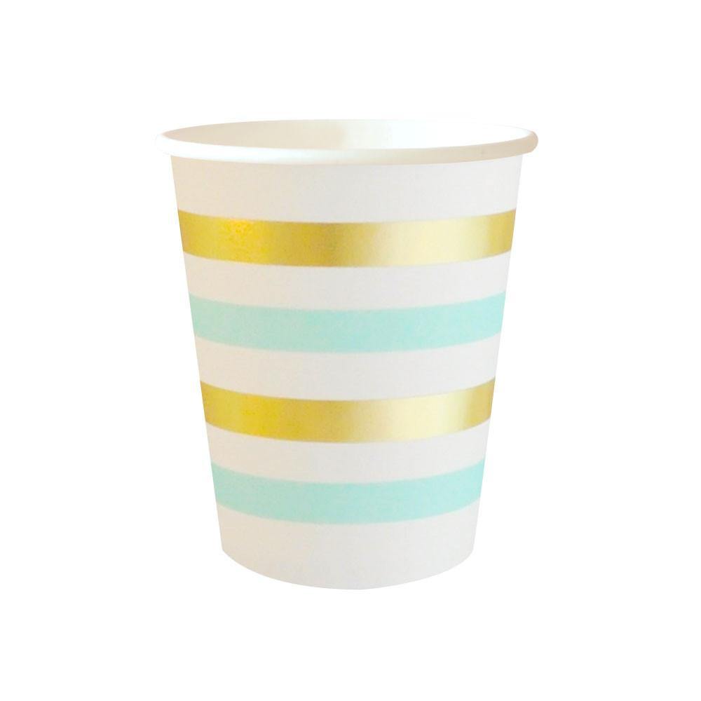 Gold & Mint Foil Stripe Party Cup - Bickiboo Designs
