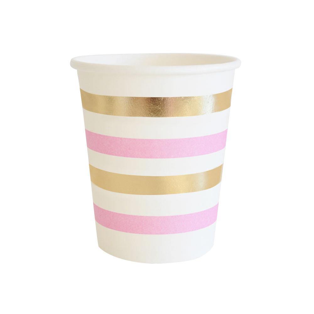 Gold & Pink Foil Stripe Party Cup - Bickiboo Designs