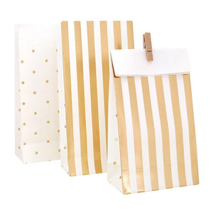 Gold Stripes & Spots Party Bag - 10 Pack - Bickiboo Designs