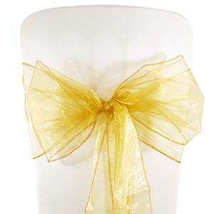 Gold Organza Chair Sashes (pack of 5) - Bickiboo Designs