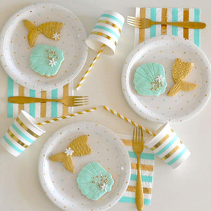 Gold & Mint Dots Large Plate - 10 pack - Bickiboo Designs