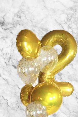 Gold Balloon  Bouquet With a Age Number - Bickiboo Designs