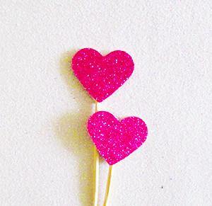 Hot Pink Glitter Heart Swizzle Sticks - Bickiboo Designs