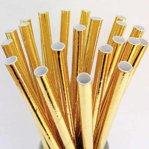 Meri Meri Gold Foil Paper Drinking Straws (25 pack) - Bickiboo Designs