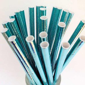 Meri Meri Blue Foil Paper Drinking Straws (25 pack) - Bickiboo Designs