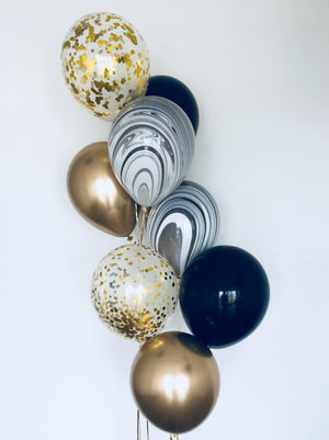 Black marble & gold confetti Balloons Bouquet - Bickiboo Designs