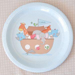 Noahs Ark Blue Dessert Party Plate - Bickiboo Designs