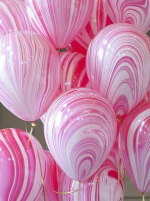 Red & White Marble 28cm Balloons  (5pack) - Bickiboo Designs