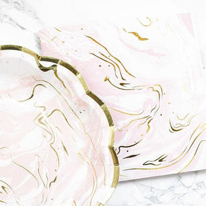 Pink & Gold Marble Party Plates - Bickiboo Designs