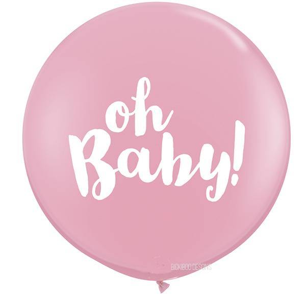 Oh Baby Giant Pink Balloon - 90cm - Bickiboo Designs