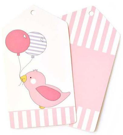 Pink Bird Gift Tag - Bickiboo Designs