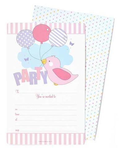 Pink Bird Invitation - Bickiboo Designs