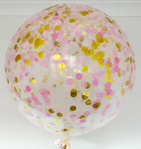 Jumbo Helium Filled Confetti Balloon - Blush & Raspberry - Bickiboo Designs