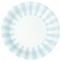 Powder Blue stripe large party plate - Bickiboo Designs