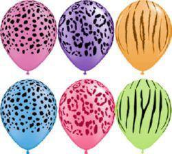 28cm Safari Neon Assortment Balloons (6 pack) - Bickiboo Designs