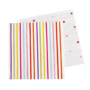 Rainbow Stripes & Stars Napkins - Pack of 20 - Bickiboo Designs