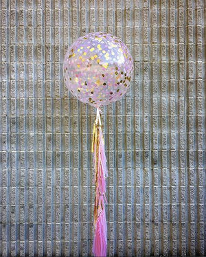 Jumbo Helium Filled Confetti Balloon - Blush & Raspberry - Bickiboo Designs
