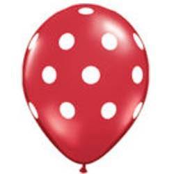 28cm (11") Big Polka Dots Red With White Dots - Bickiboo Designs