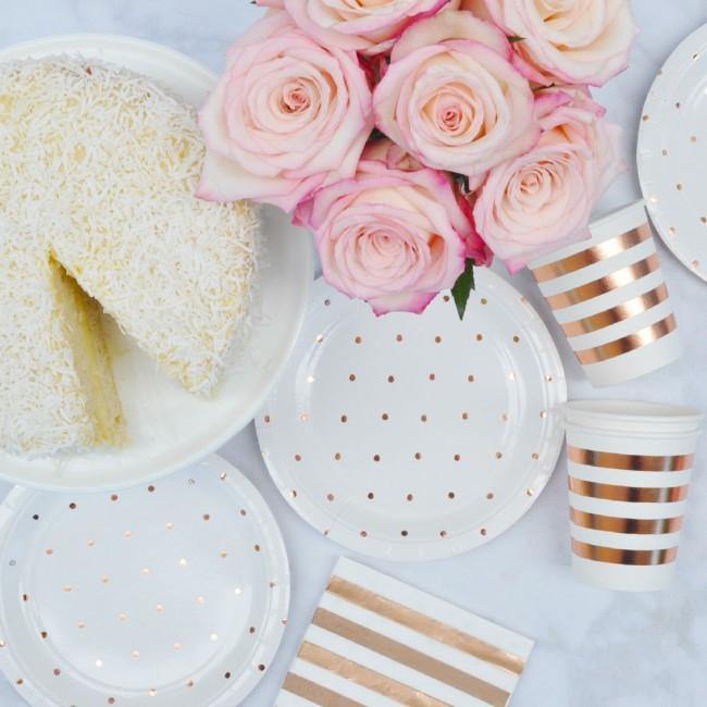 Rose Gold Spots Dessert Party Plates (10 pack) - Bickiboo Designs