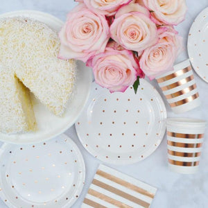 Rose Gold Spots Dessert Party Plates (10 pack) - Bickiboo Designs
