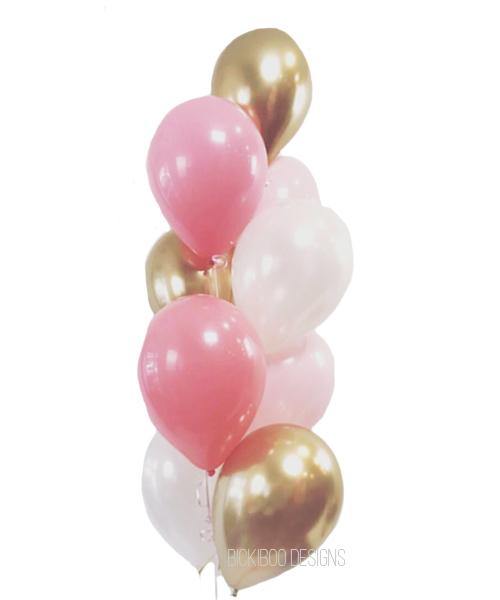 Chrome Gold & Rose Pink Balloons Bouquet - Bickiboo Designs