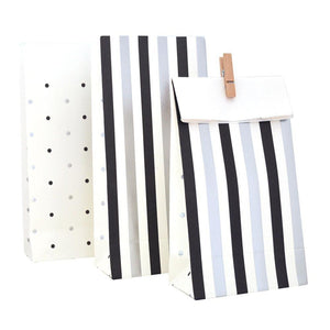 Silver & Black, Stripes & Spots Party Bag - 10 Pack - Bickiboo Designs