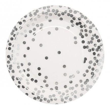 Silver Foil Confetti Party Plate - Set of 10 - Bickiboo Designs