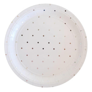 Silver Spots Large Party Plates (10 pack) - Bickiboo Designs