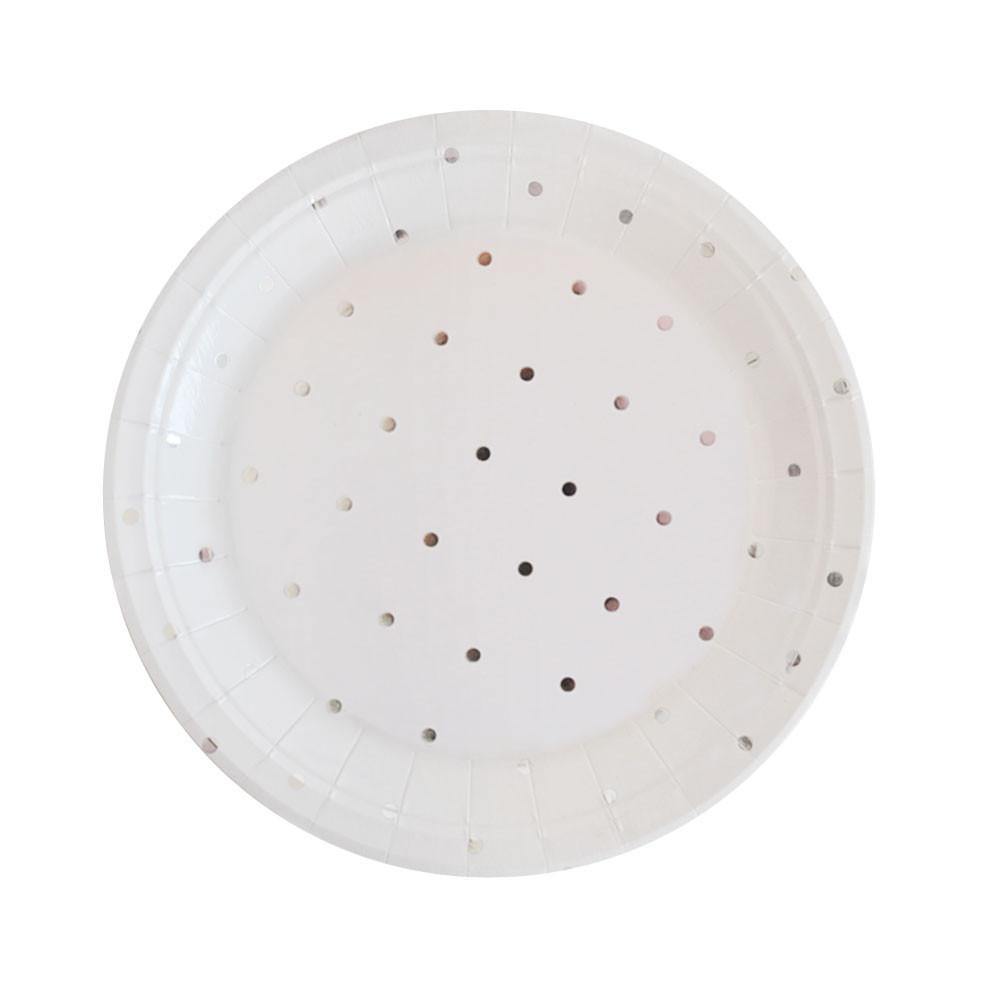 Silver Spots Dessert Party Plates (10 pack) - Bickiboo Designs