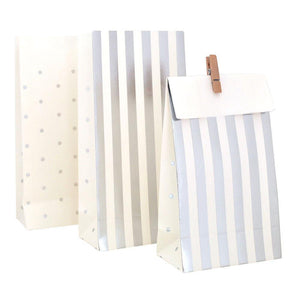 Silver Stripes & Spots Party Bag - 10 Pack - Bickiboo Designs