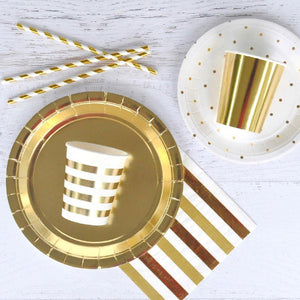Gold Foil Large Party Plates (10 pack) - Bickiboo Designs