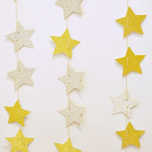 Gold & Silver Glitter Star Reversible Garland - Bickiboo Designs