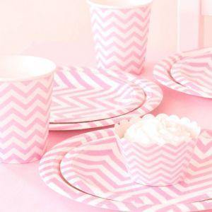 Chevron Pink Large Party Plate - Bickiboo Designs