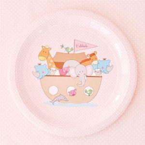Noahs Ark Pink Large Party Plate - Bickiboo Designs