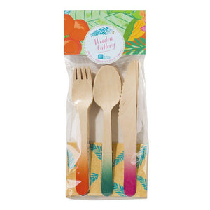 Tropical Fiesta Ombre Wooden Cutlery (pack of 12) - Bickiboo Designs