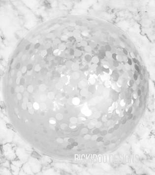 Jumbo Confetti Balloon - White & Silver - 90cm - Bickiboo Designs