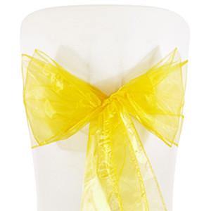 Yellow Organza Chair Sashes (pack of 5) - Bickiboo Designs